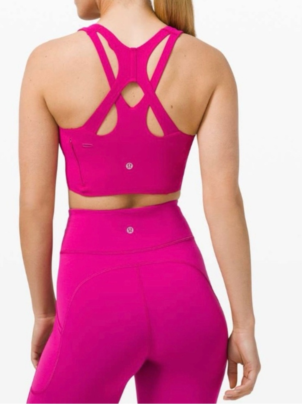 lululemon athletica Ripened Raspberry Stash It Bra + Wunder Train 6” short